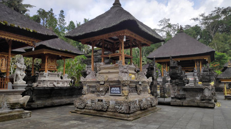 BALI, INDONESIA- 14 FEB, 2019: View of Pura Tirta Empul in Bali Indonesia. The temple compound consists of a petirtaan or bathing structure, famous for its holy spring waterのeditorial素材