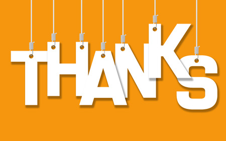 Thanks word hang on ropes, 3D renderingの写真素材