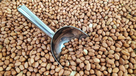 Background of peanuts sold at farmers marketの写真素材
