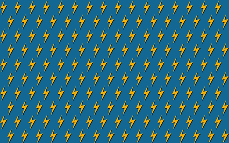 Yellow lightning icon with blue background, 3D renderingの写真素材