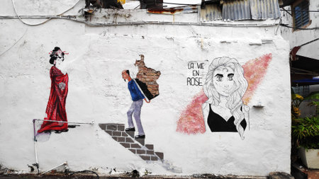 MELAKA, MALAYSIA - 25 JUN, 2019: Street view of Jonker street in Melaka Malaysia. Melaka has a historical site which was declared as the UNESCO world heritage in 2008.のeditorial素材