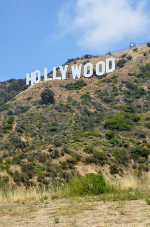 LOS ANGELES, USA- JULY 2, 2019: Located in Hollywood Hills at Mount Lee the world famous landmark Hollywood Sign in Los Angeles, California.のeditorial素材