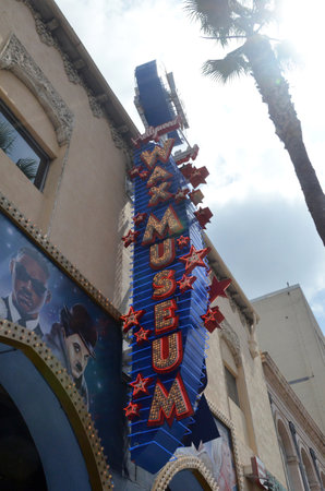 LOS ANGELES, USA- JULY 2, 2019: Hollywood Wax Museum sign featuring replicas of celebrities located on Hollywood Boulevard in the tourist district and Walk of Fame.のeditorial素材