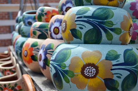 SAN DIEGO, USA- JULY 2, 2019: Pottery store in open market in Old Town San Diego, America.のeditorial素材