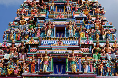 SINGAPORE- 19 JUL, 2019: Sri Veerama Kaliamman Temple in ethnic district Little India in Singapore....