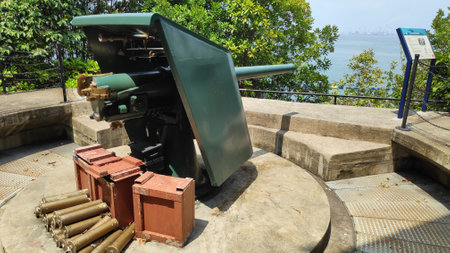 Singapore- 06 Sep, 2019: Fort housing military museum of Fort Siloso. It is located on Sentosa...