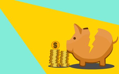 Saving concept with broken piggy bank, 3D renderingの写真素材
