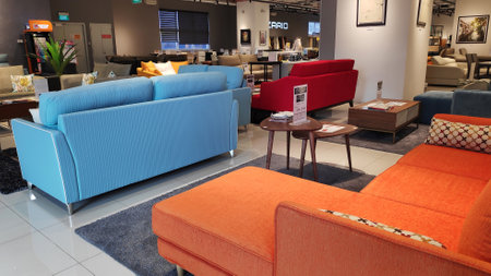 Singapore-Sep 22, 2019: Interior of large retail store with modern furnitureのeditorial素材