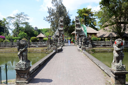 Bali, Indonesia- 18 Oct, 2019: Tourists at the entrance of Taman Ayun temple, an ancient royal temple of Mengwi Empire.のeditorial素材