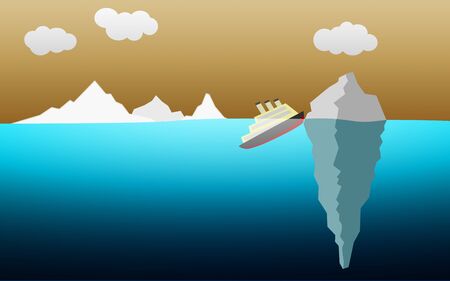 Ship sink after hit the iceberg, 3D renderingの写真素材