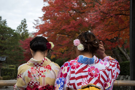 Kyoto, Japan-26 Nov, 2019: Visitors enjoy autumn at Tenryuji gardens in Arashiyama, Kyoto, Japan. Kyoto has 17 UNESCO World Heritage Site landmarks.のeditorial素材