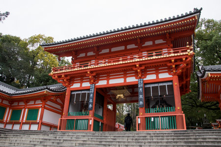 Kyoto, Japan- 27 Nov, 2019: People visit to Yasaka Shrine in Kyoto Japan. Yasaka Shrine is one of most famous shrine in Kyotoのeditorial素材