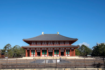 Nara, Japan- 27 Nov, 2019: View of the Chu-kondo (Central Golden Hall) at Kofukuji, with visitors, it is a Buddhist temple in Nara, Japanのeditorial素材