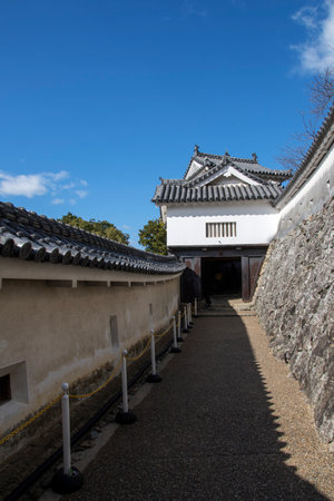 Himeji, Japan- 30 Nov, 2019: Bizenmon Gate of Himeji castle. Himeji-jo is National Treasure of Japan and UNESCO World Heritage Siteのeditorial素材