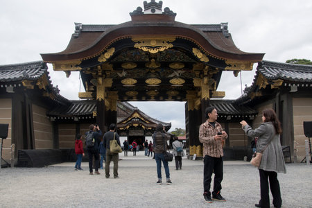 Kyoto, Japan- 25 Nov, 2019: Tourists visit to Nijo Castle in Kyoto Japan. This castle is a Historic Monuments of Ancient Kyoto which is designated by UNESCO as a World Heritageのeditorial素材