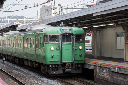 Kyoto, Japan- 27 Nov, 2019: Train waiting for passenger at the Kyoto station, Japan.のeditorial素材