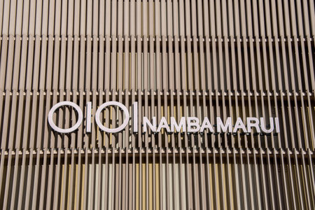 Osaka, Japan- 03 Dec, 2019: Logo of OIOI Namba Marui shopping mall in Osaka, Japan. This shopping mall featuring art and fashion, comprises nine floors of local and international clothingのeditorial素材
