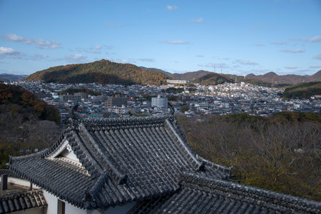 Himeji, Japan- 30 Nov, 2019: Aerial view of Himeji residence downtown from Himeji castle in Hyogo Kansai Japan.のeditorial素材