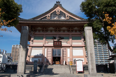 Osaka, Japan- 01 Dec, 2019: Buddish Temple in Osaka Japan which situated in Shitennoji temple groundのeditorial素材