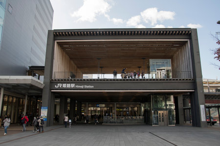 Himeji, Japan- 30 Nov, 2019: Himeji Station in Himeji Japan. Located in the heart of Himeji a major stop on the Sanyo Main Line and the western end of the JR Kobe Line.のeditorial素材