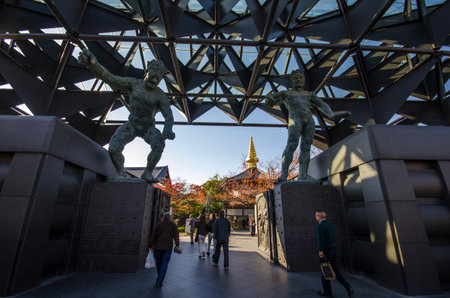 Osaka, Japan- 28 Nov, 2019: People visit to Isshinji Temple in Osaka Japan. Founbded in 1185 at the west of Shitennoji Temple known as temple of Buddha statues made of dead people's boneのeditorial素材