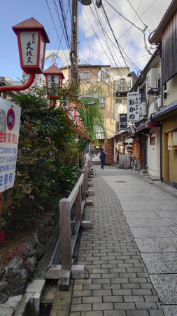 Osaka, Japan- 02 Dec, 2019: Clean and quiet Japan street in the morning in Osaka. Osaka is well-known for its modern architecture, nightlife and hearty street foodのeditorial素材