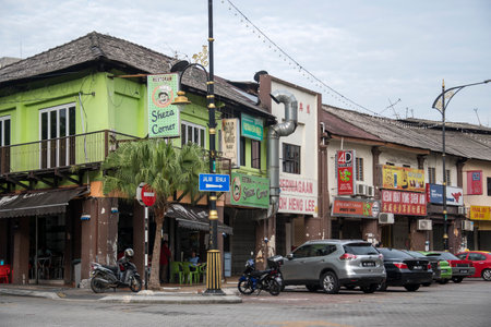 Johor Bahru, Malaysia- 27 Jan, 2020: Local typical street view in Johor Bahru of Malaysia. Johor Bahru is the capital of the Malaysian state of Johorのeditorial素材