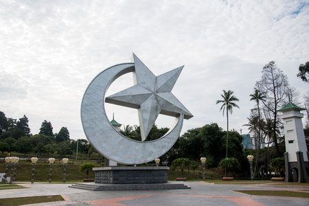 Johor Bahru, Malaysia- 27 Jan, 2020: Beautiful iconic landmark and new tourist attraction at the entrance of Istana Bukit Serene, Sultan of Johor.のeditorial素材