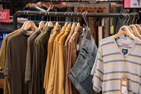 Johor Bahru, Malaysia- 26 Jan, 2020: Fashion clothes display in department store at Paradigm Mall Johor Bahru.のeditorial素材