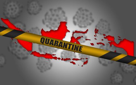 Indonesia on corona virus quarantine banner, 3d renderingの写真素材