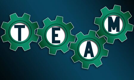 Gear set with team word, 3d renderingの写真素材