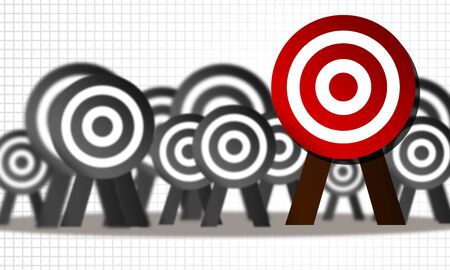 Red and white target board. Concept for best choice , 3d rendering