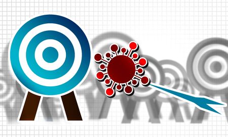 Target board with virus and arrow, 3d renderingの写真素材