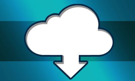 Cloud system technology concept with downloading arrow, 3d renderingの写真素材