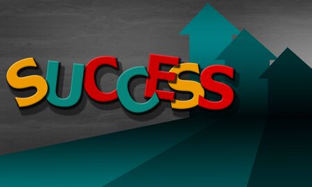 Success word composed of multicolored alphabet, 3d rendering