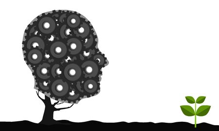 Human head with cogs and gears for business strategy and growth concept, 3d rendering.の写真素材