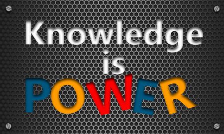 Knowledge is power concept on mesh hexagon background, 3d renderingの写真素材