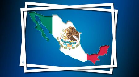 Mexico flag and map in white frames. 3d renderingの写真素材