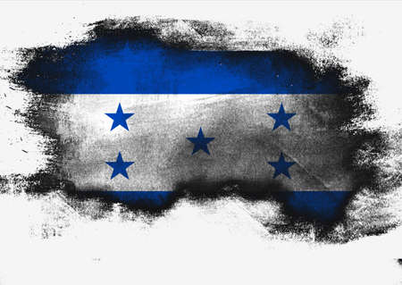 Honduras flag painted with brush on white background, 3D renderingの写真素材