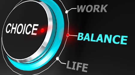 Work life balance choice on the knob, 3d rendering