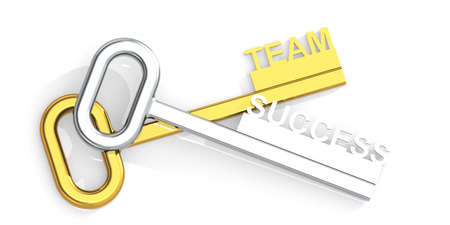 Team success words attached to keys, 3d renderingの写真素材