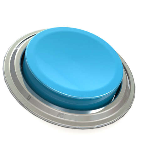 Blue button with metal ring, 3D renderingの写真素材
