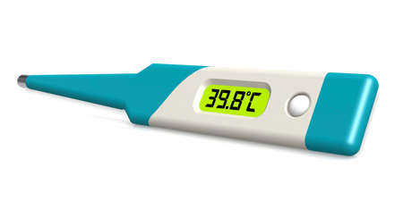 Blue digital medical thermometer isolated, 3D rendering