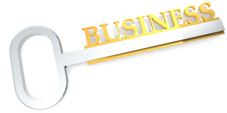Business word with key isolated, 3D renderingの写真素材