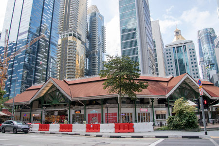 Singapore- 20 Nov, 2020: View of  Lau Pa Sat Market in Singapore.It is a popular catering, popular...