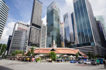 Singapore- 20 Nov, 2020: View of  Lau Pa Sat  Market in Singapore.It is a popular catering, popular...