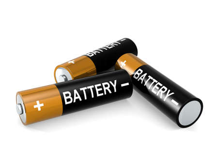 Double A battery isolated on white background, 3d renderingの写真素材