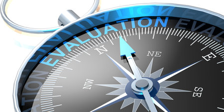 Compass needle pointing to word evaluation, 3d renderingの写真素材