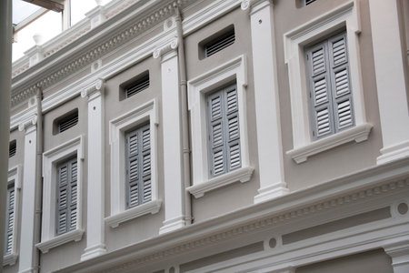 Singapore - 8 Dec, 2020: Window of The National Museum of Singapore. This museum is a oldest museum focusing on exhibits related to the history of Singapore.のeditorial素材
