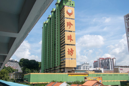 Singapore- 6, Sep 2021: An old apartment on top of People's Park Complex at Chinatown Singapore.